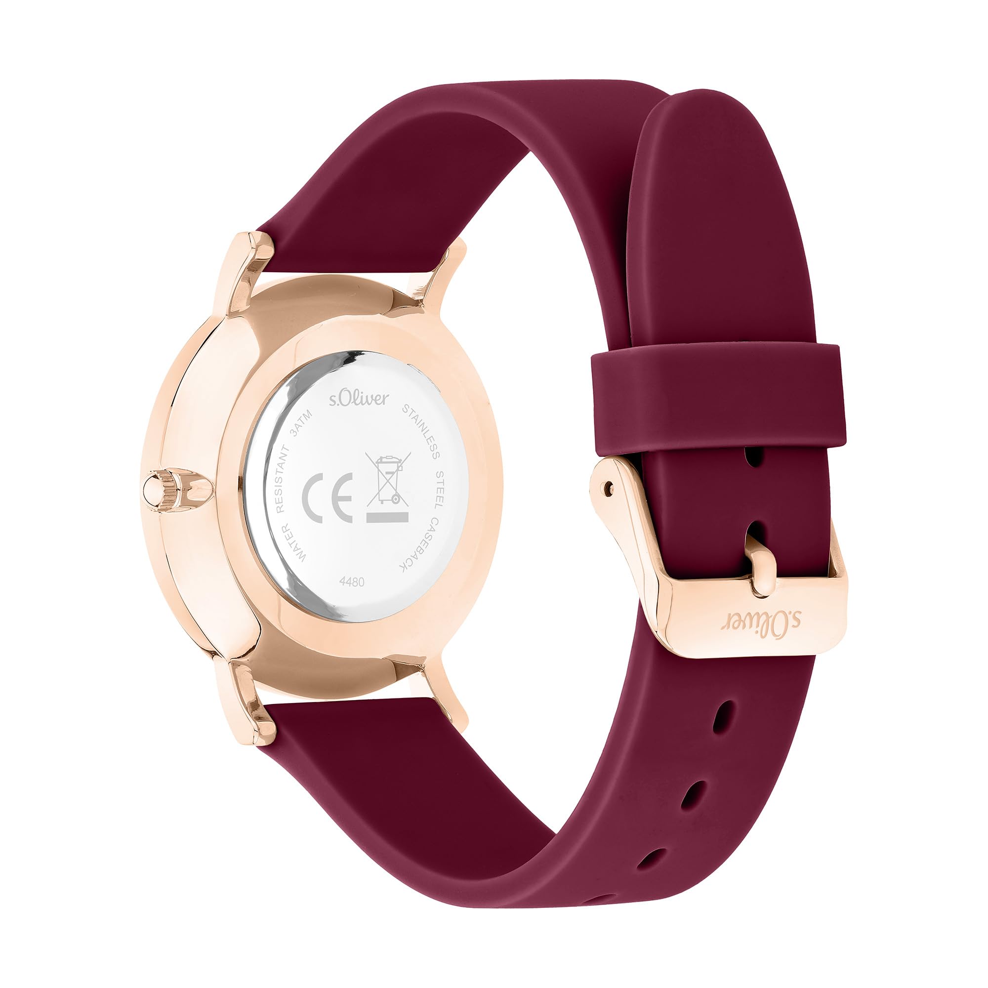 s.Oliver Reloj para Mujer con Correa De Silicona - 36 Mm -Atemporal Y Moderno - Varios Designs Wie Blumenprint, Brillantes Piedras O Clásico-Sencillo - Analógico Reloj De Pulsera con Movimiento De