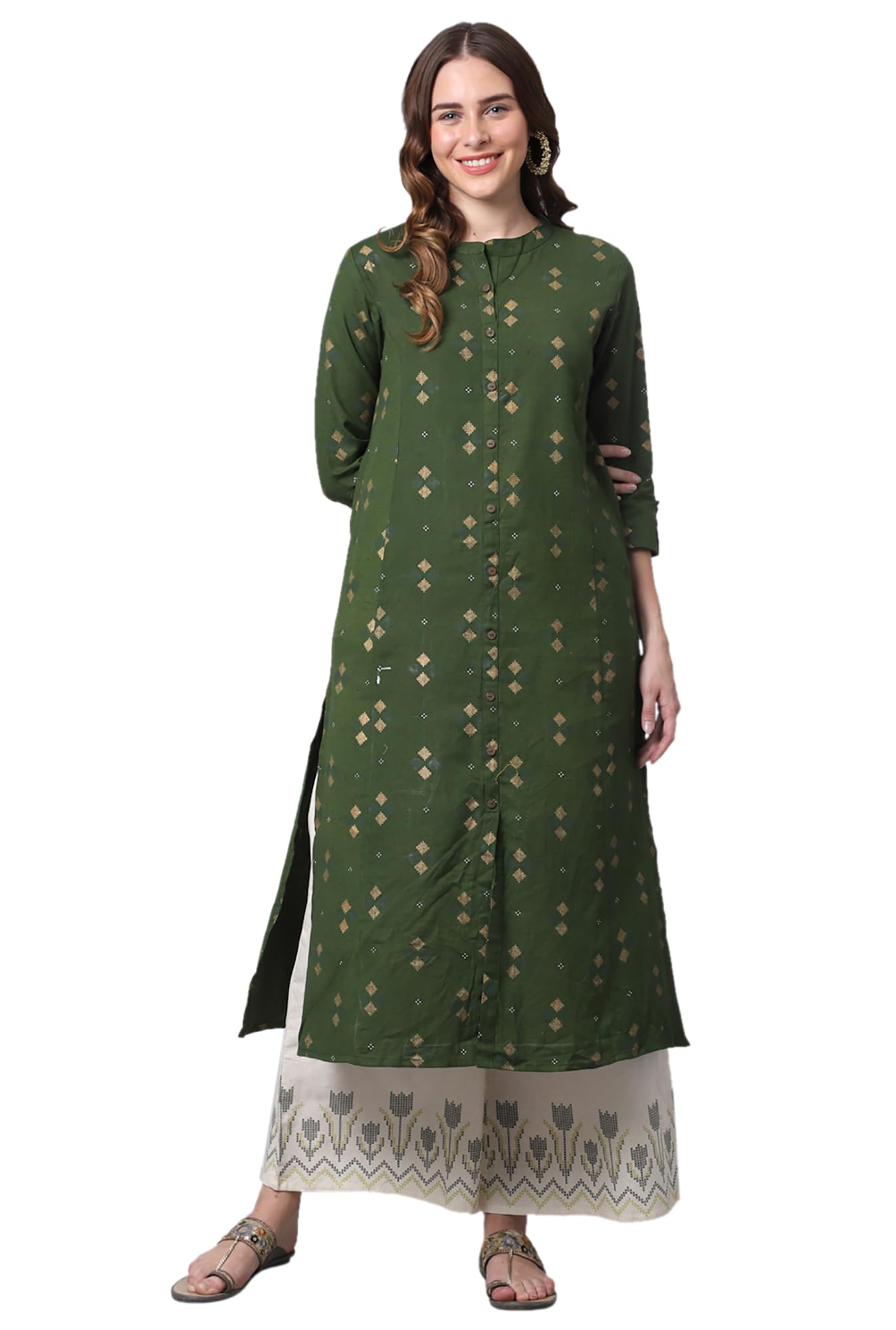 pistaa's Women's Cotton Kurta With A-Line Palazzo Set-picture-0