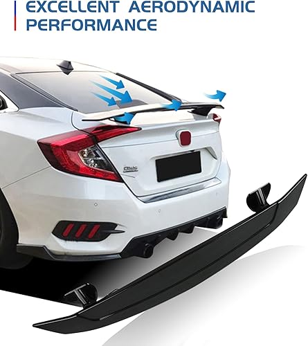 Miniatura 4 de Alerón trasero universal de 46 pulgadas, aspecto de fibra de carbono, estilo deportivo, alerón trasero de coche con reflector rojo para sedán, cupé,