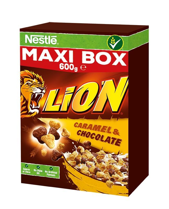 Cereales de desayuno Nestlé LION con chocolate y caramelo, paquete maxi, 8 x 600 g (4,8 kg)