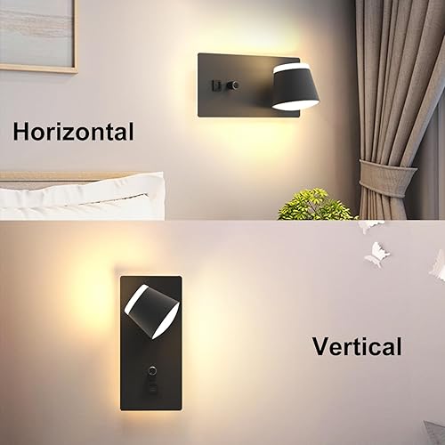 Miniatura 7 de Sytmhoe Aplique de pared LED con interruptor de atenuación, moderna lámpara de pared regulable con puerto USB + tipo C, iluminación montada en la