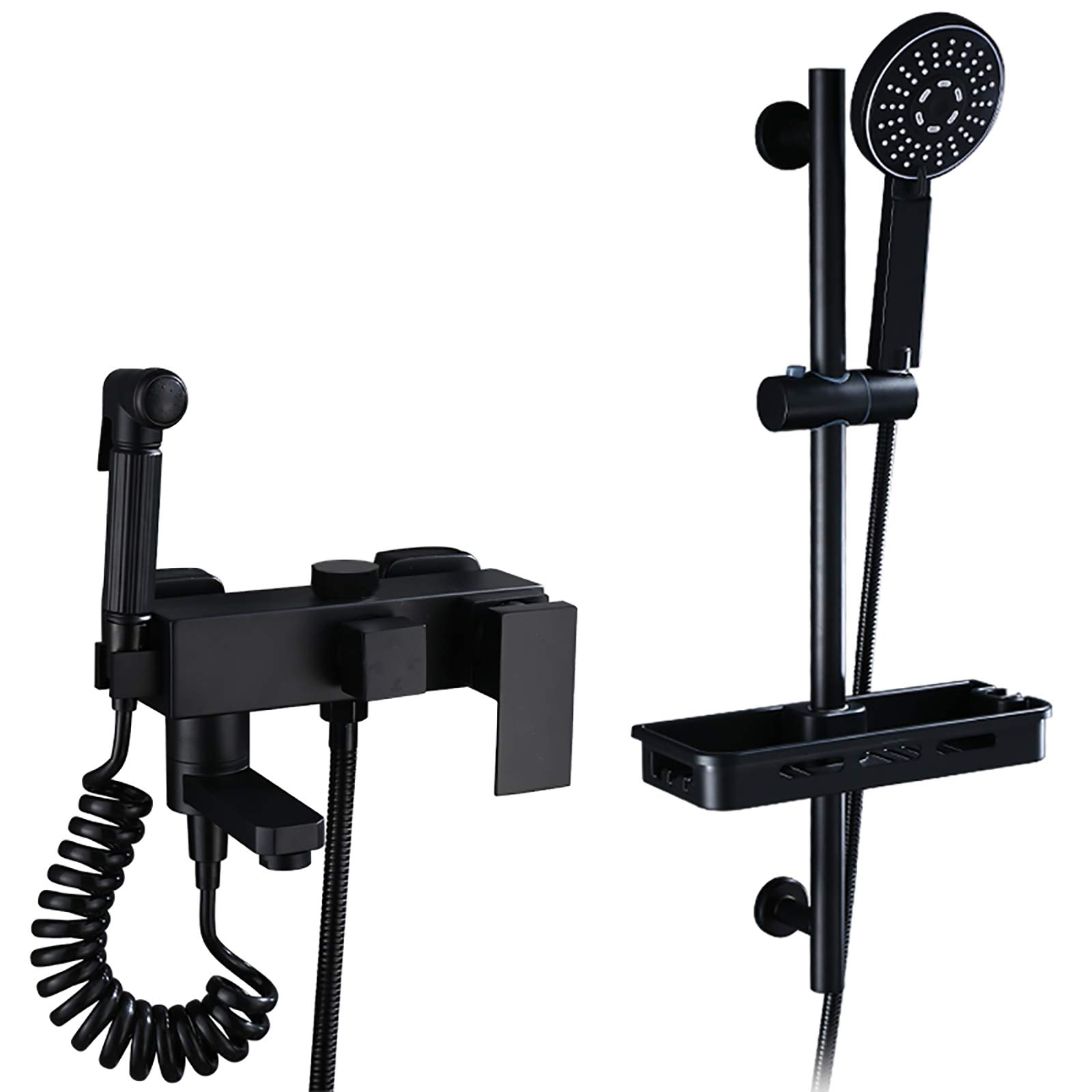 Rubinetto da Bagno Nero Tocco da Bagno Tocco vano da Bagno con Tocco di Vasca per spruzzatura Portatile con Molla da Bagno rotabile Moto vano con spruzzatore bidadro a bidot Tocco di riempimento vano