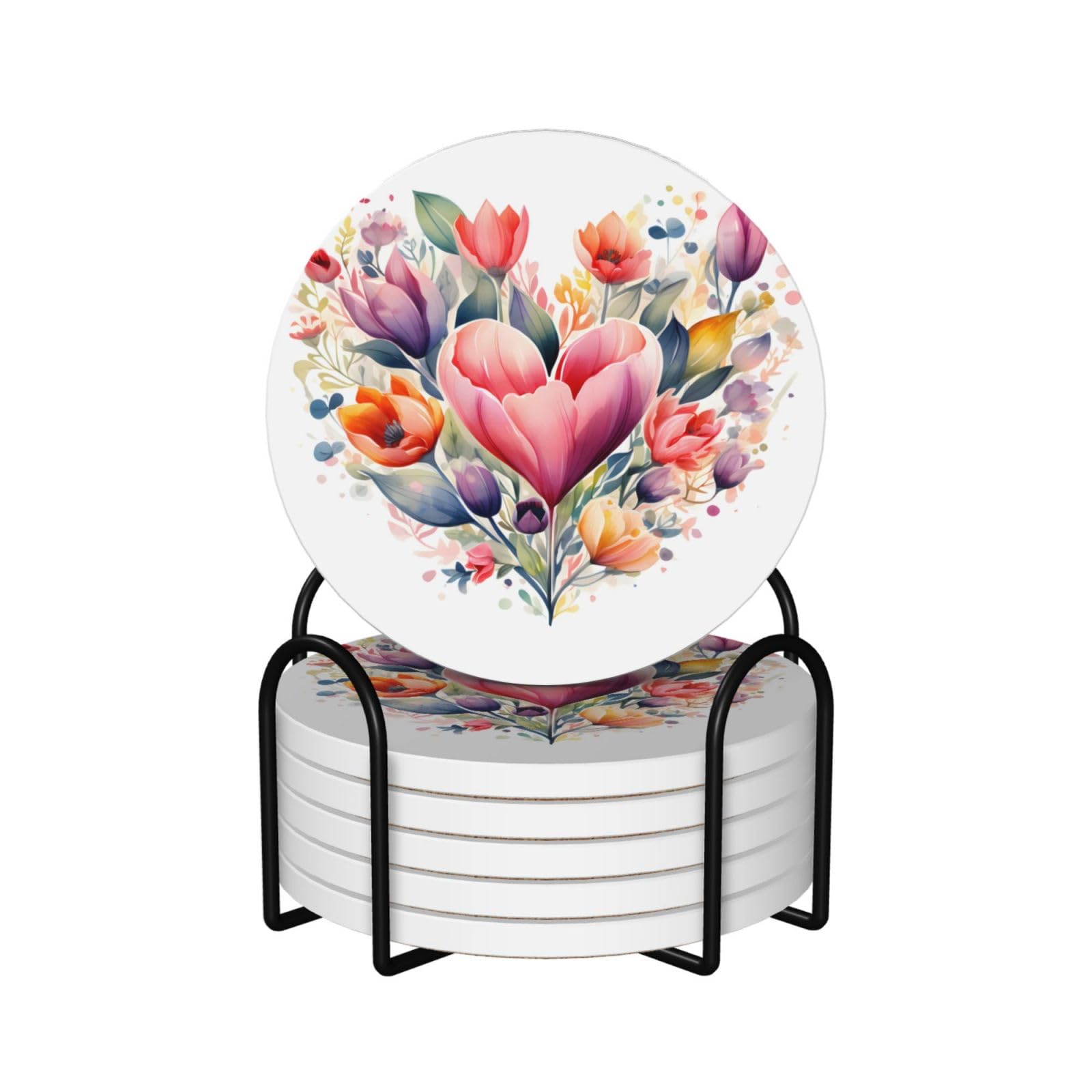 Dessous de verre en céramique cœur aquarelle pour embellir votre table basse