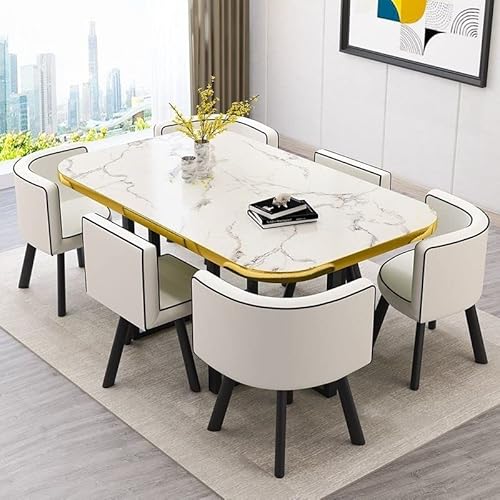 ダイニングテーブルセット 6人掛け ダイニング 7点セット 6人に適小さなスペースのキッチン用 ダイニングテーブルセット リビングルダイニングテーブルとチェアバルコニーオフィスラウンジガーデン会議室ネイルショップ服ストアコーヒーショップ モダンデザインテー