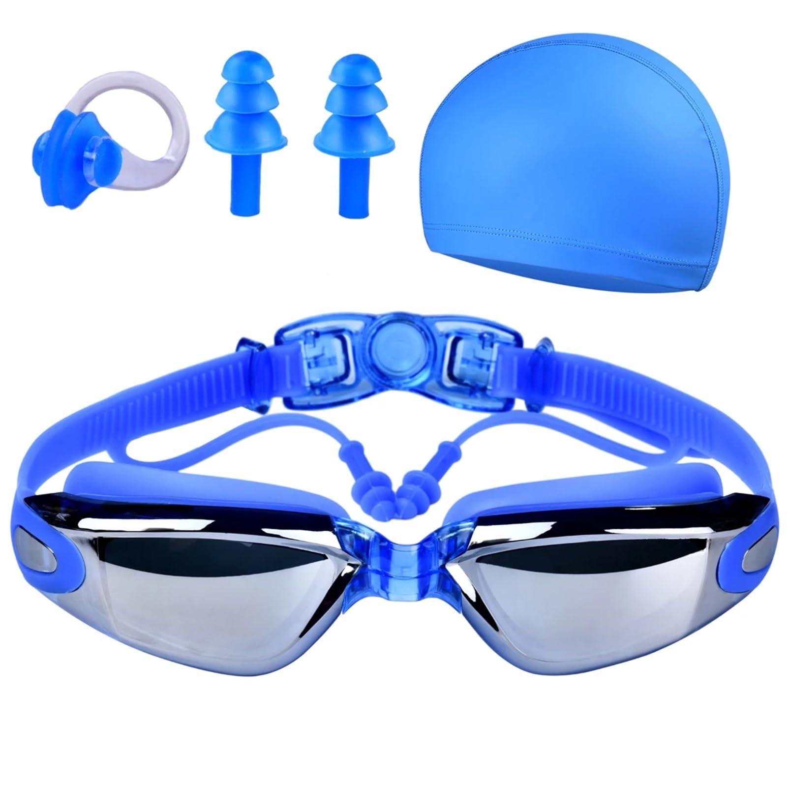 JUANYAO Schwimmbrille Hochauflösende wasserdichte und beschlagfreie Schwimmbrille for Männer und Frauen, verstellbare Schwimmbrille Für Schwimmen(Blue)