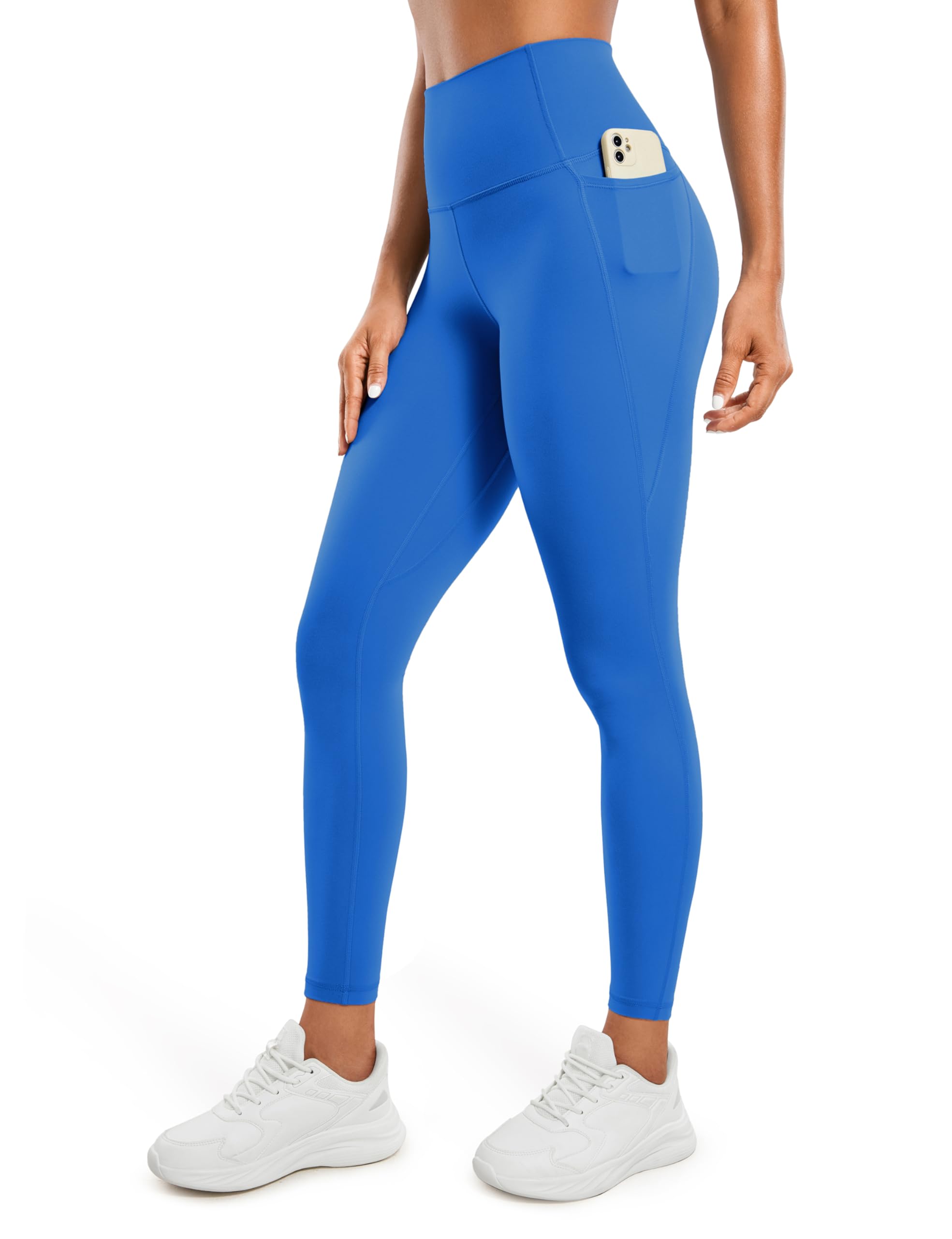 CRZ YOGA Women's Butterluxe 28'' Gym Leggings with Pockets - High Waisted Workout Sport Buttery Soft Yoga Pants Sparkle Blue 10