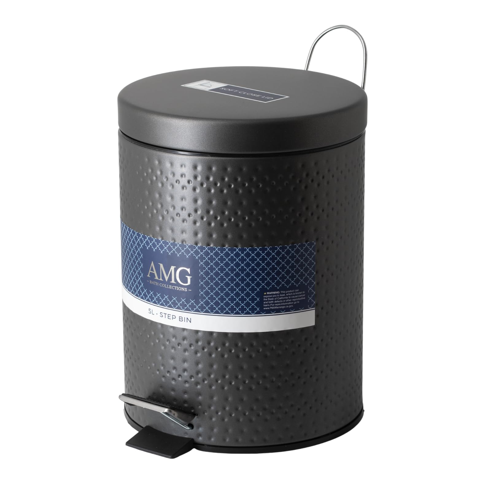 Bathroom Trash Can 5 Liter, 1.3 Gallon I Garbage Can for Bathroom Rust-Resistant Stainless Steel Step Pedal Trash Can, Trash Bin for Bedroom Small Trashcan Bathroom Trash Can AMG (Gun Metal)