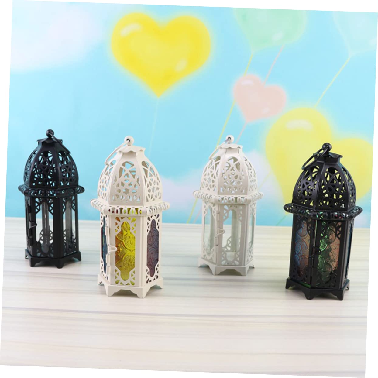 STOBAZA 2pcs Iron Candle Holder Lantern Iron Candle Lantern Storm Lantern Candle