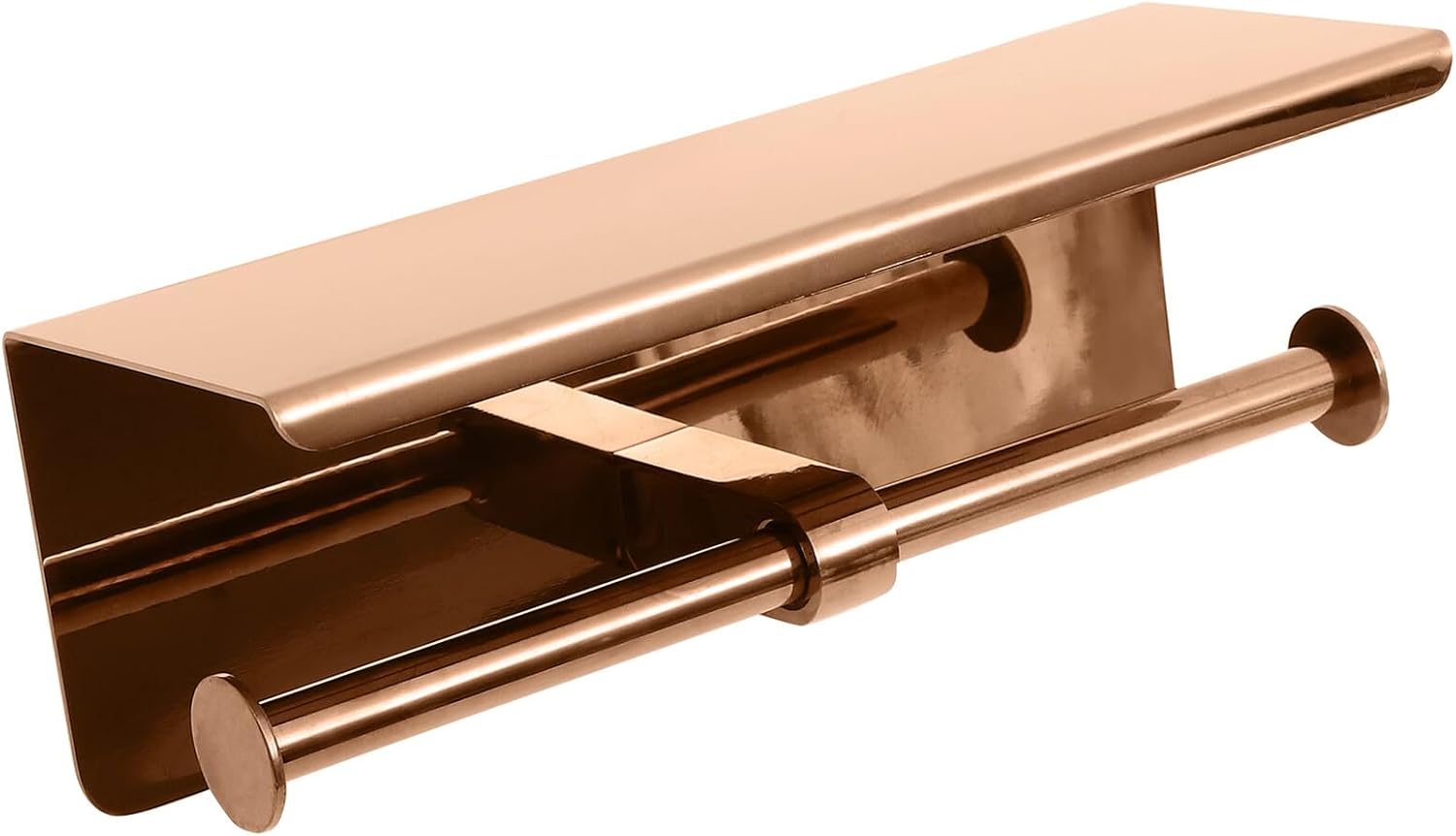 Gatuida Brushed Gold Toilet Paper Holder Double Rod Stainless Steel Bathroom Tissue Rack Wall-Mounted Roll Paper Shelf for Home and Hotel