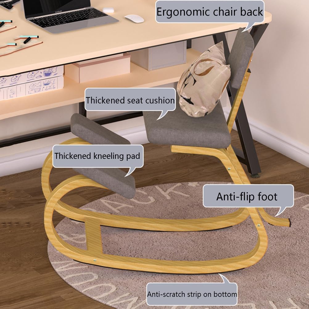 Kneeling Chair, Posture Chair for Office Home Study, Meditation Chair, Ergonomic Rocking Stool with Back Support, for Improve Posture and Relife Back Pain,Gray