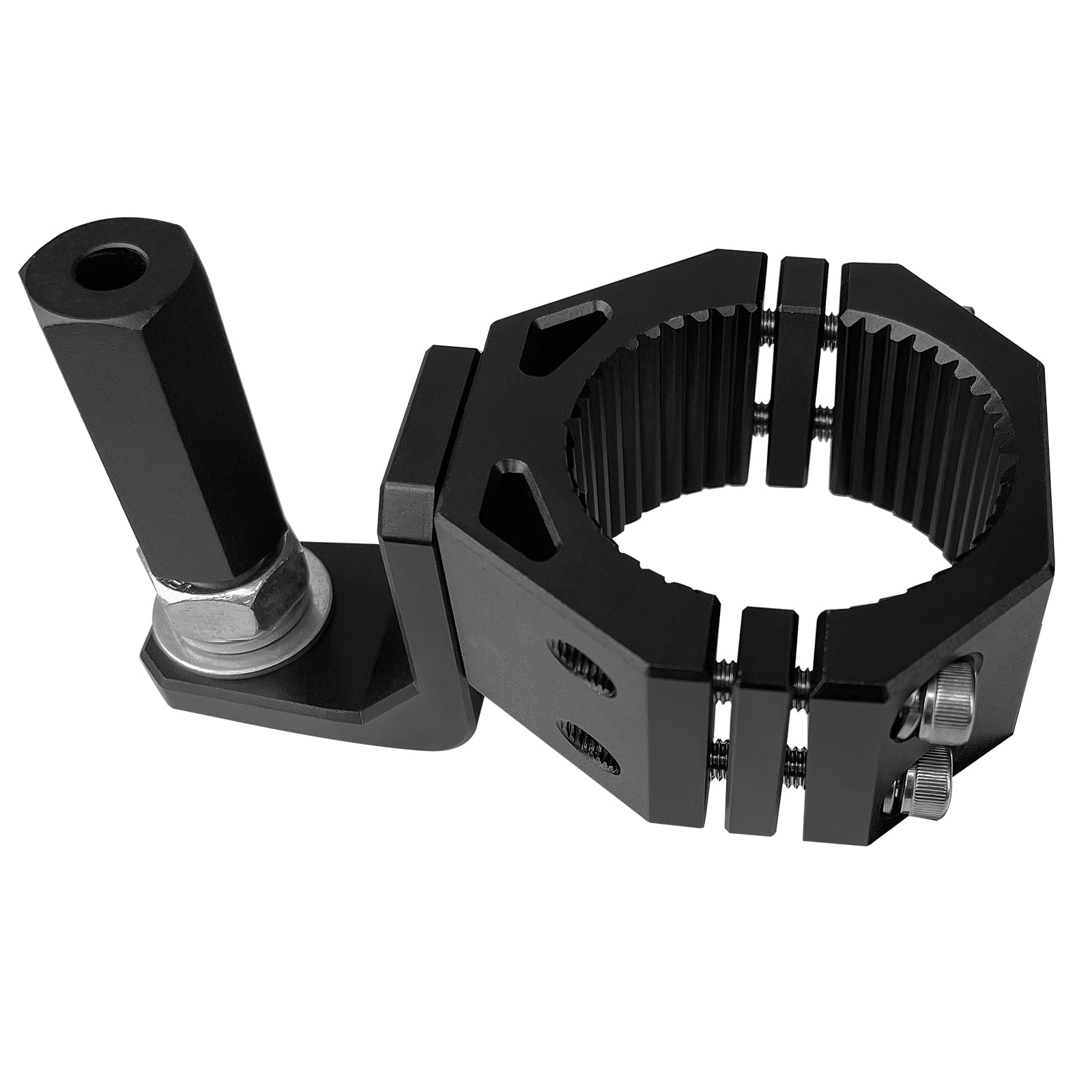 JMSMSHUTV Flag Bracket Kit, LED Light Whip Bracket Kit (Black), 360° Rotating Aluminum Rollover Bar Clamp, Fits Perfectly in 1.75" 2" Roll Cage, Auto with Flagpole Mount for 5/16-inch Flag Pole