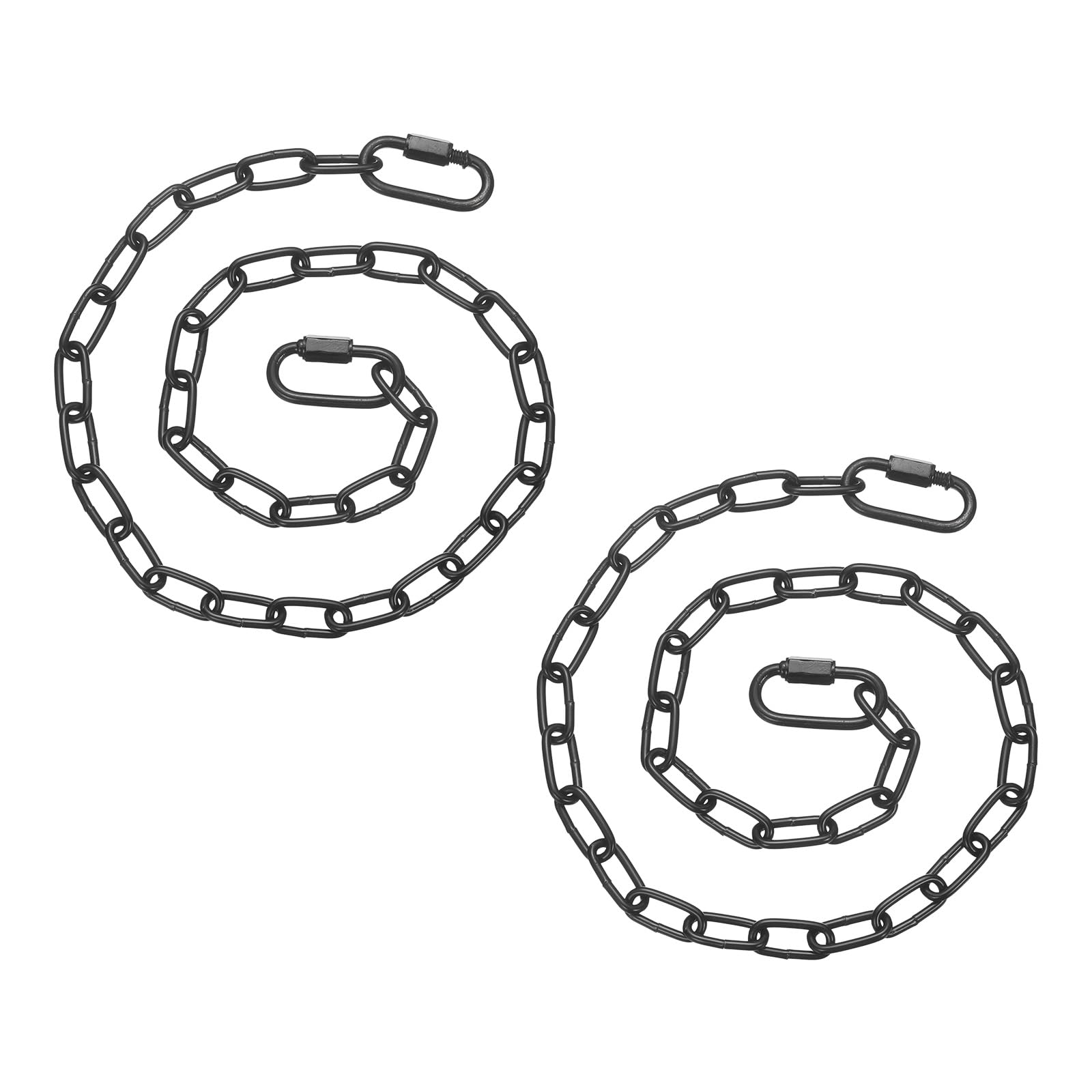 PATIKIL 2 Pcs Gate Chain Lock, 26 in x 3mm Dia Alloy Steel Hanging Chain Lock with 2 Clasps for Stall Barn Fence Gate Hammock Swing Punching Sandbag Yoga Gym, Black