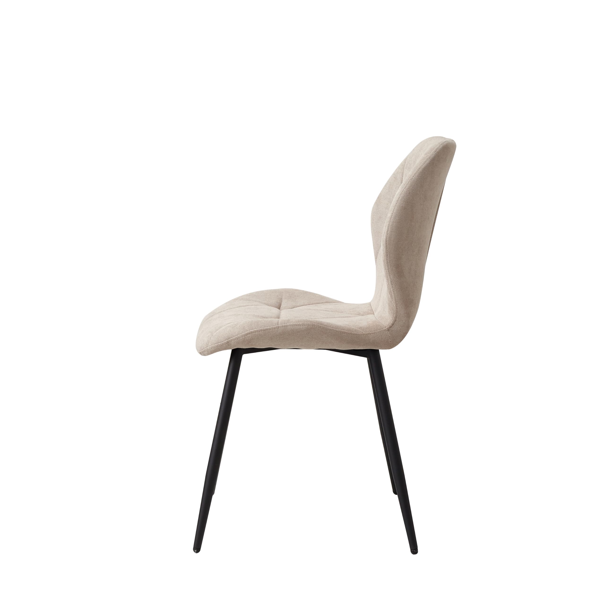 GrandCA HOME Lot de 4 Chaises de Salle à Manger, Chaises de Cuisine Nordiques, Chaises Rembourrées avec Pieds en Métal, Coussins en Tissu Losange, Beige-R