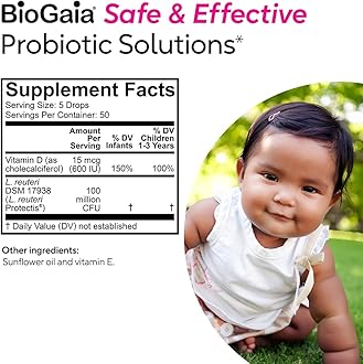 BioGaia Immune Active Baby Probiotic Drops + Vitamin D | for Babies & Toddlers 0-36 Months | Supports Digestive & Immune Health | Allergen, Dairy, Soy & Gluten Free | 50 Day Supply