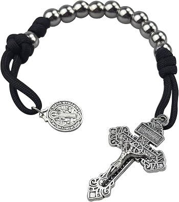 10mm One Decade Pocket Rosary with Miraculous Medal,With Metal Gift Box for Great Catholic Gift for Women and Men