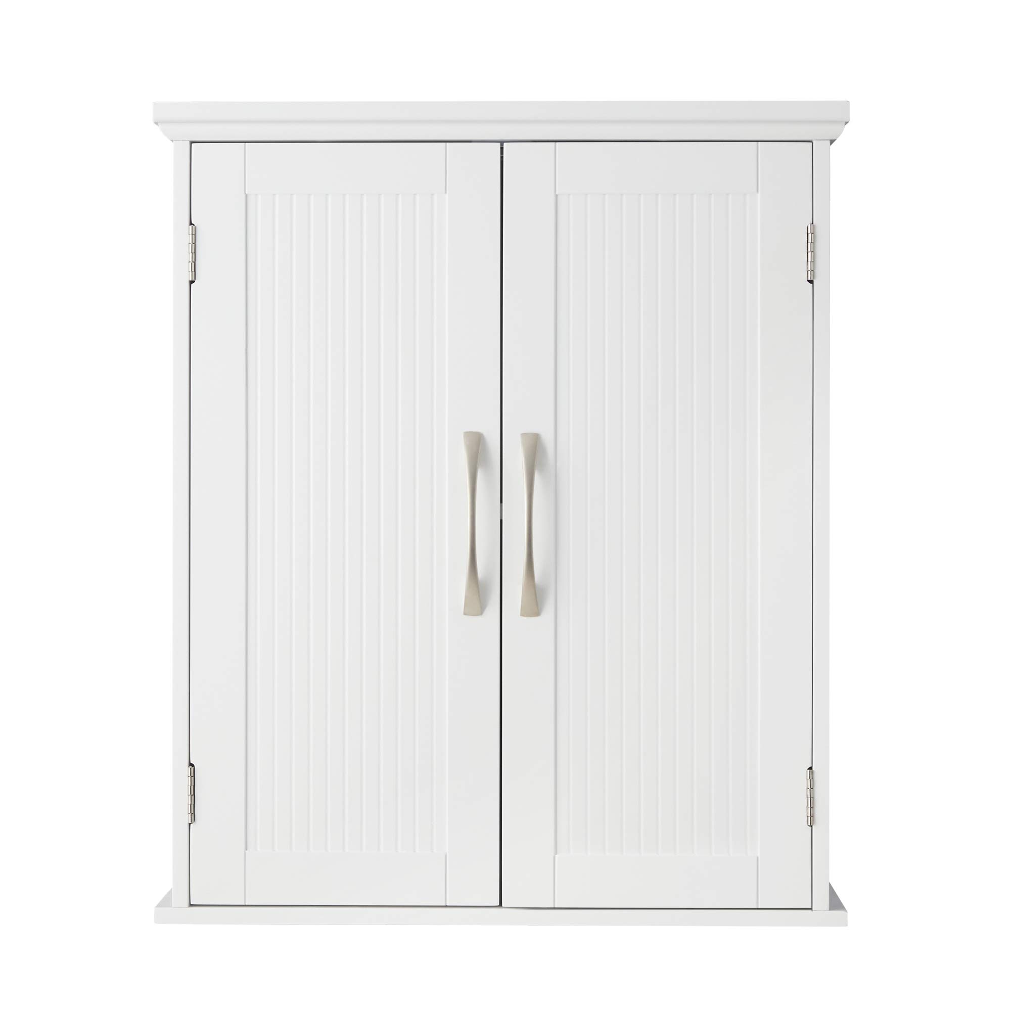 Teamson Home Elegante botiquín de Pared de baño de Madera de Moda para el hogar con estantes Ajustables Blanco EHF-F0007