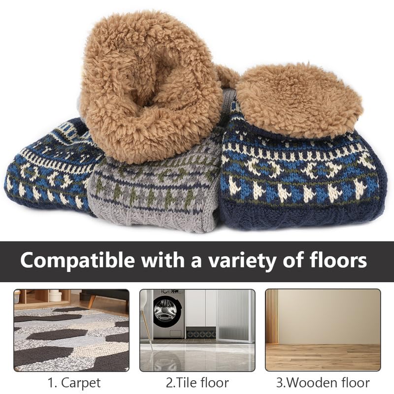 flintronic 1 Paia Calzini a Pantofola per Donna e Uomo, Morbidi e Caldi, Comodi, Caldi Calzini Foderati in Lana, Antiscivolo per Interni