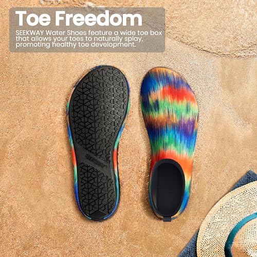 Image of SEEKWAY Water Shoes Women Men Adult Quick-Dry Aqua Socks Barefoot Non Slip for Beach Swim River Pool Lake surf Black SK002(U)