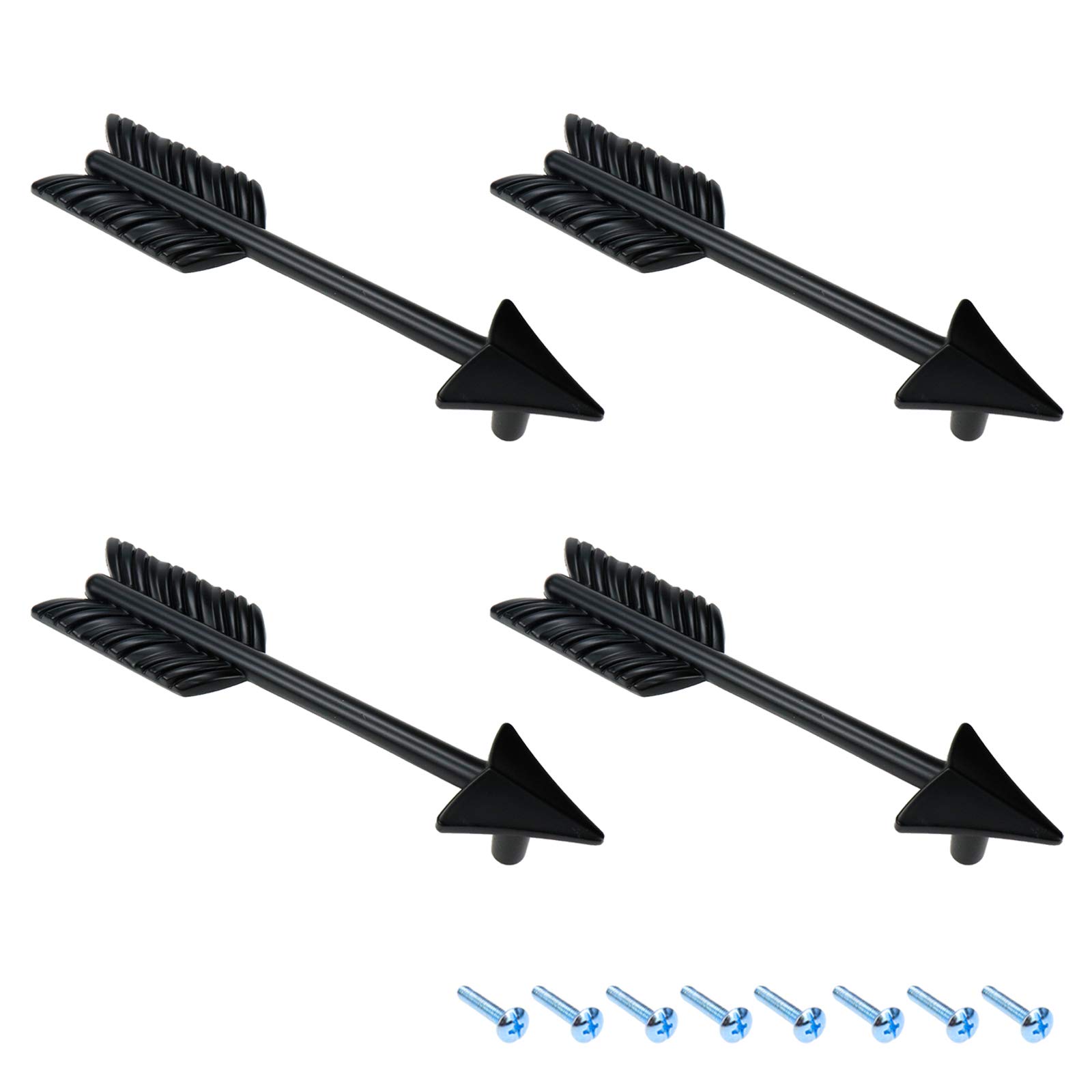 Bitray 4PCS Zinc Alloy Black Arrow Handles Decorative Cabinet Wardrobe Furniture Door Drawer Knobs Pulls Handles Hardware (3.77 inch Hole Centers)