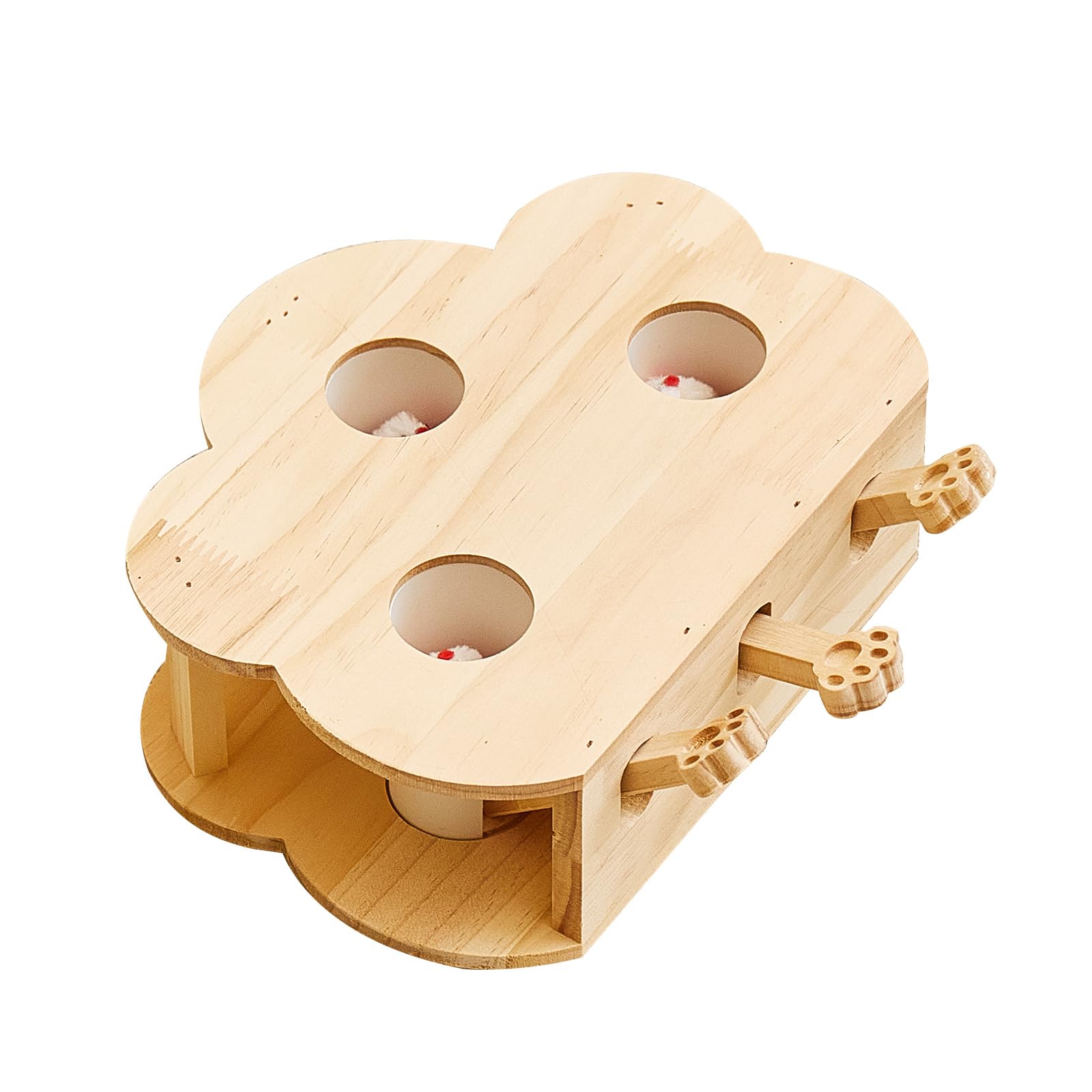 Juguete interactivo de madera para gatos Whack-a-mole (3 agujeros)