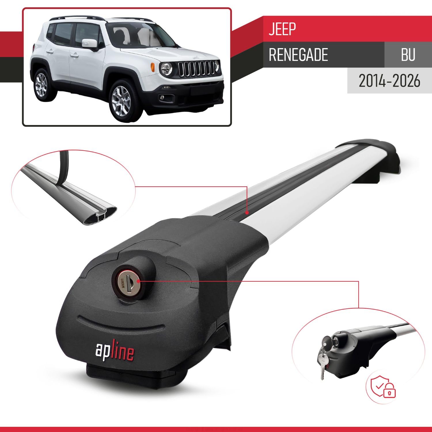 Compatibile con Jeep Renegade 2014-2023 Barre Portatutto ACE-1 Portapacchi Barre Tetto GRIGIO