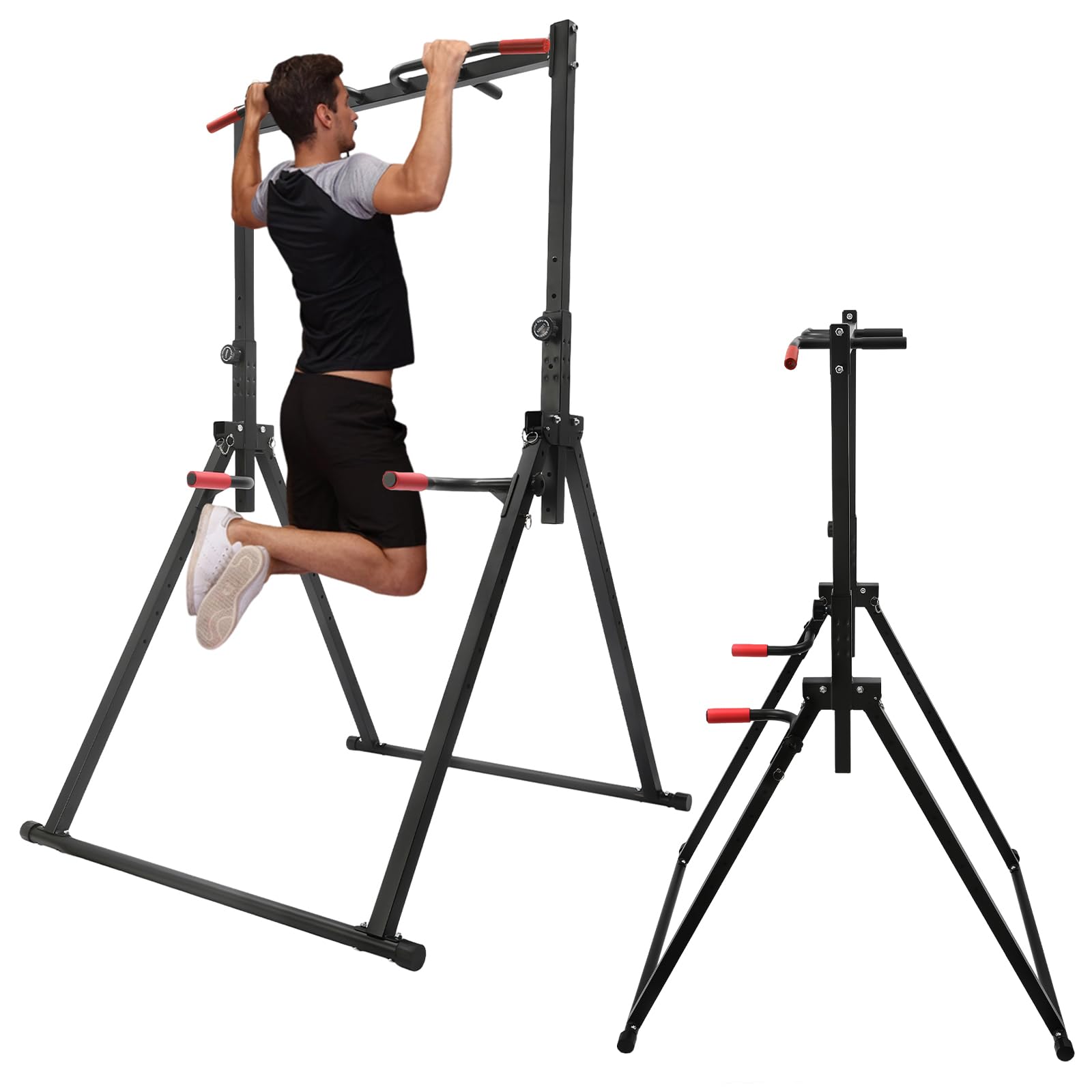 Foldable Power Tower Dip Station Pull Up Bar Station,Adjustable Multifunction Training Fitness Equipment for Home Outdoor Triangular