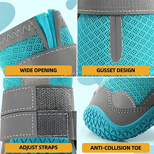 Image of PETANGEL Dog Shoes for Hardwood Floor | Breathable Dustproof Dog Boots | Dog Booties with Reflective Anti-Slip Sole | Outdoor Paw Protectors with Rubber Soles for Hiking and Running (Size: 3)