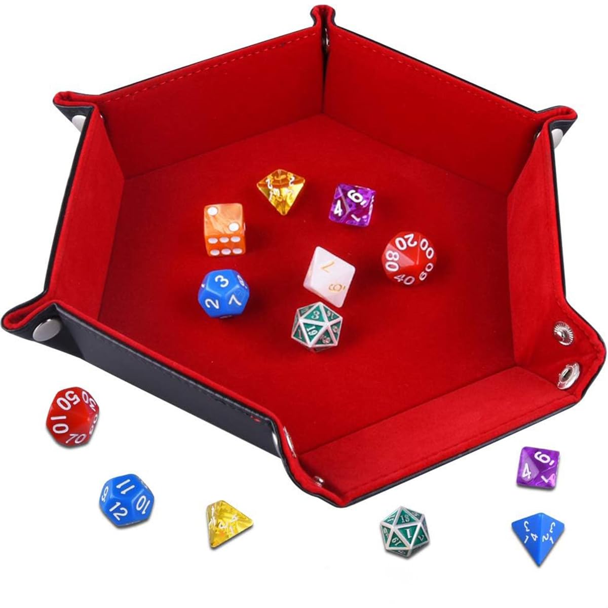 2 Pezzi Tavole per Dadi in Pelle Pieghevoli, Vassoio per Dadi in Velluto, Double Face Tappetino per Dadi per Dungeons and Dragons RPG e Giochi da Tavolo (Rosso+Blu)