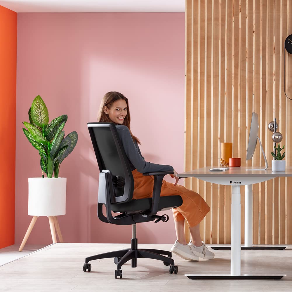 Dauphin Indeed, ergonomischer Bürostuhl für das Homeoffice, hohe höhenverstellbare Rückenlehne (61-68 cm), Sitztiefenverstellung (6 cm) (Netz-Rückenlehne)