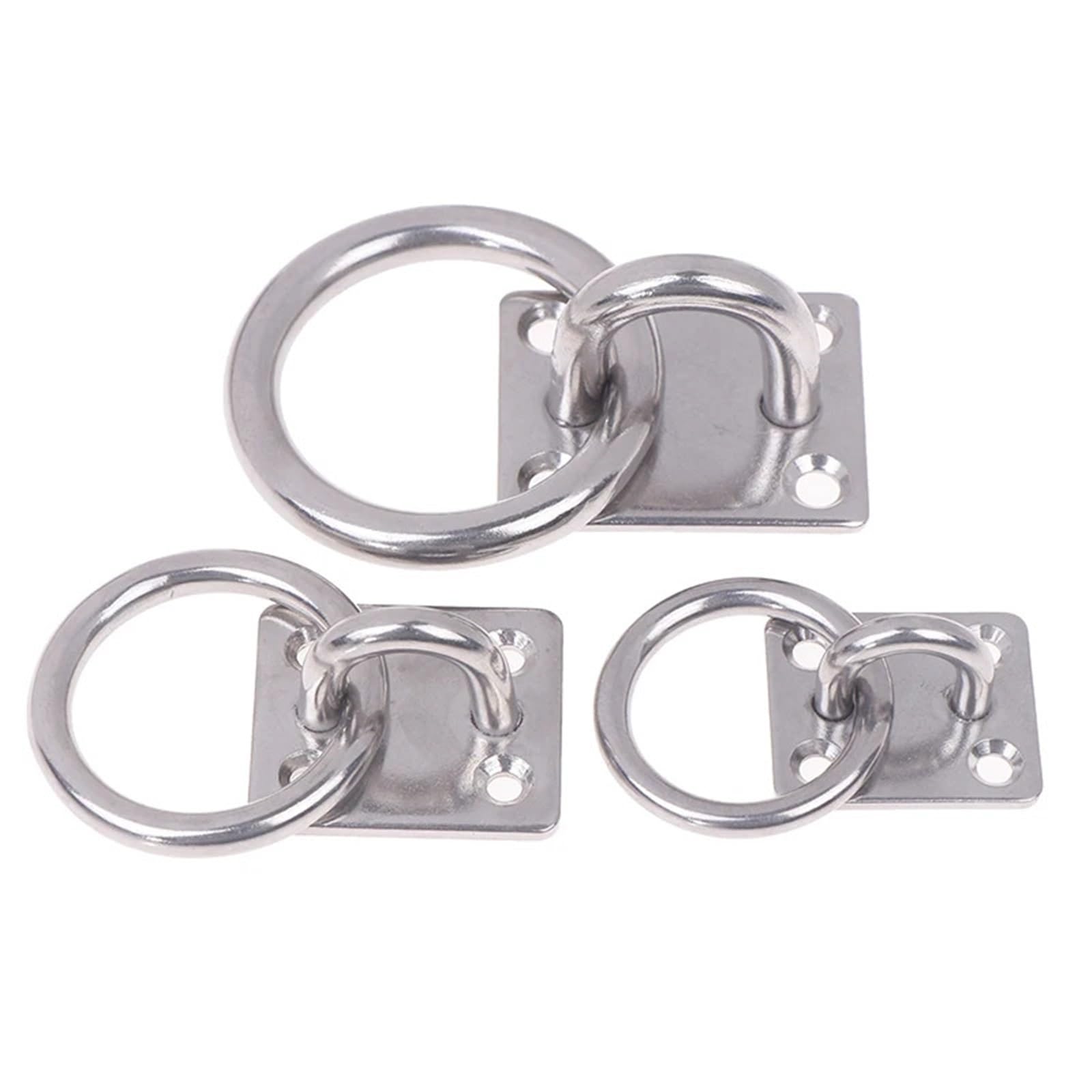 Ucygor B-6Mm Eye Plate 2Pcs 304 Stainless Steel Square Marine Eye Plate Hook With Round Ring Lashing Tie Down Boat Yacht For Wall Ceiling Hanging(B-6Mm)