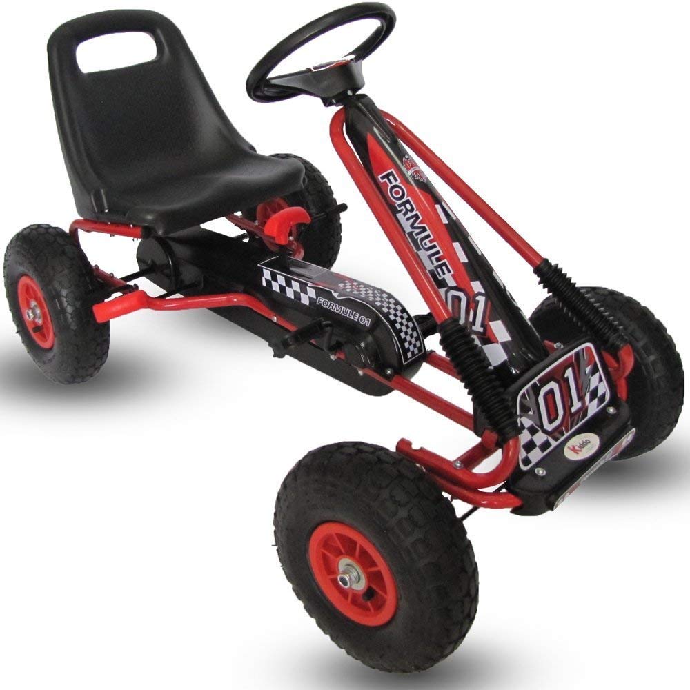 Kart à Pédales en Métal 1 Place Rouge avec Roues en Caoutchouc 101 x 61 x 62CM Convient pour 3 à 8 ans Go Karting Enfant - Jeux - Jouets