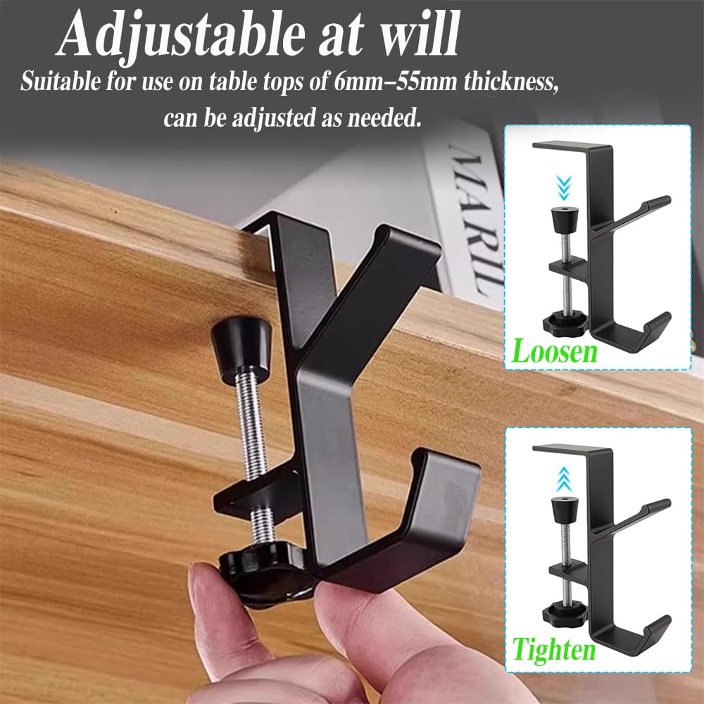 Desk Edge Hook Adjustable Clamp On Under Desk Headphone Hanger Gaming Headset Backpack Hook Storage Purse Holder Punch Free 1pcs I203163900