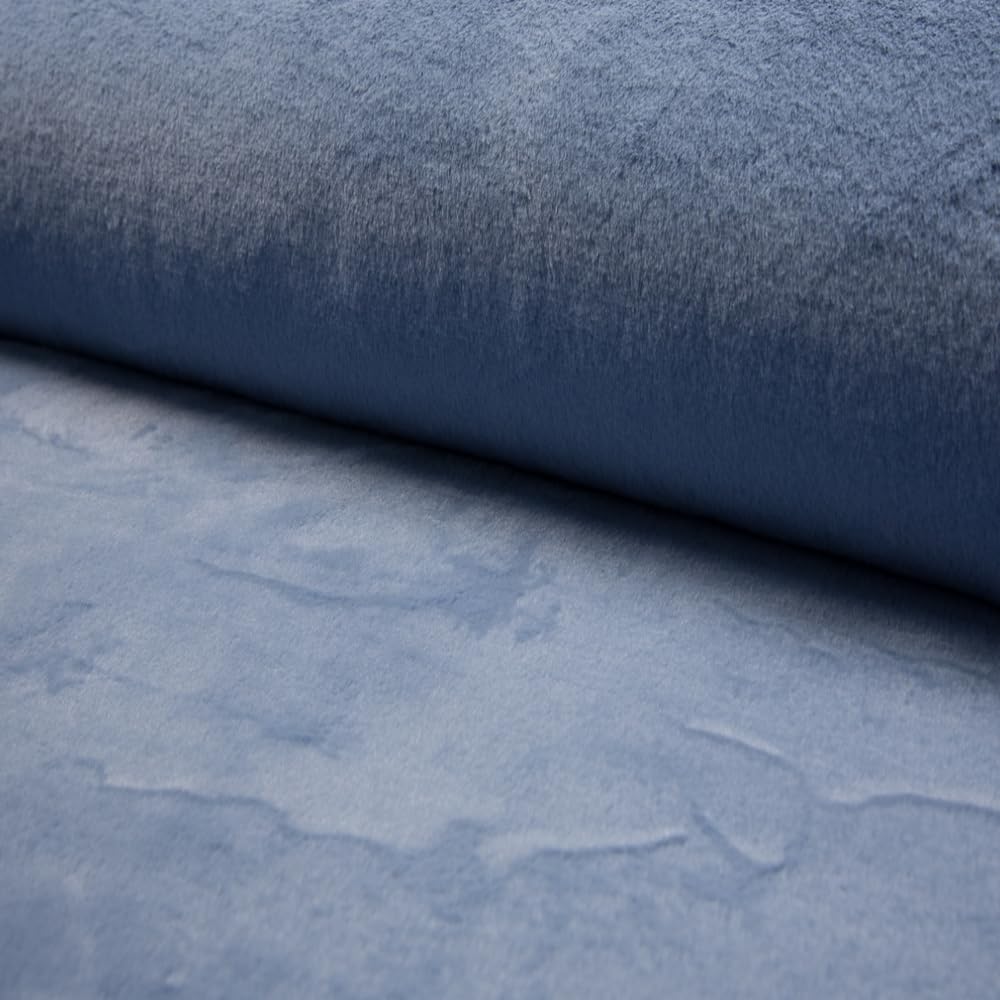Fabrics-City bleu ciel tissu fausse fourrure de lapin premium, peluche molle, imitation idéal pour vêtements, accessoires et décoration, vente au mètre à partir 2m, 4572