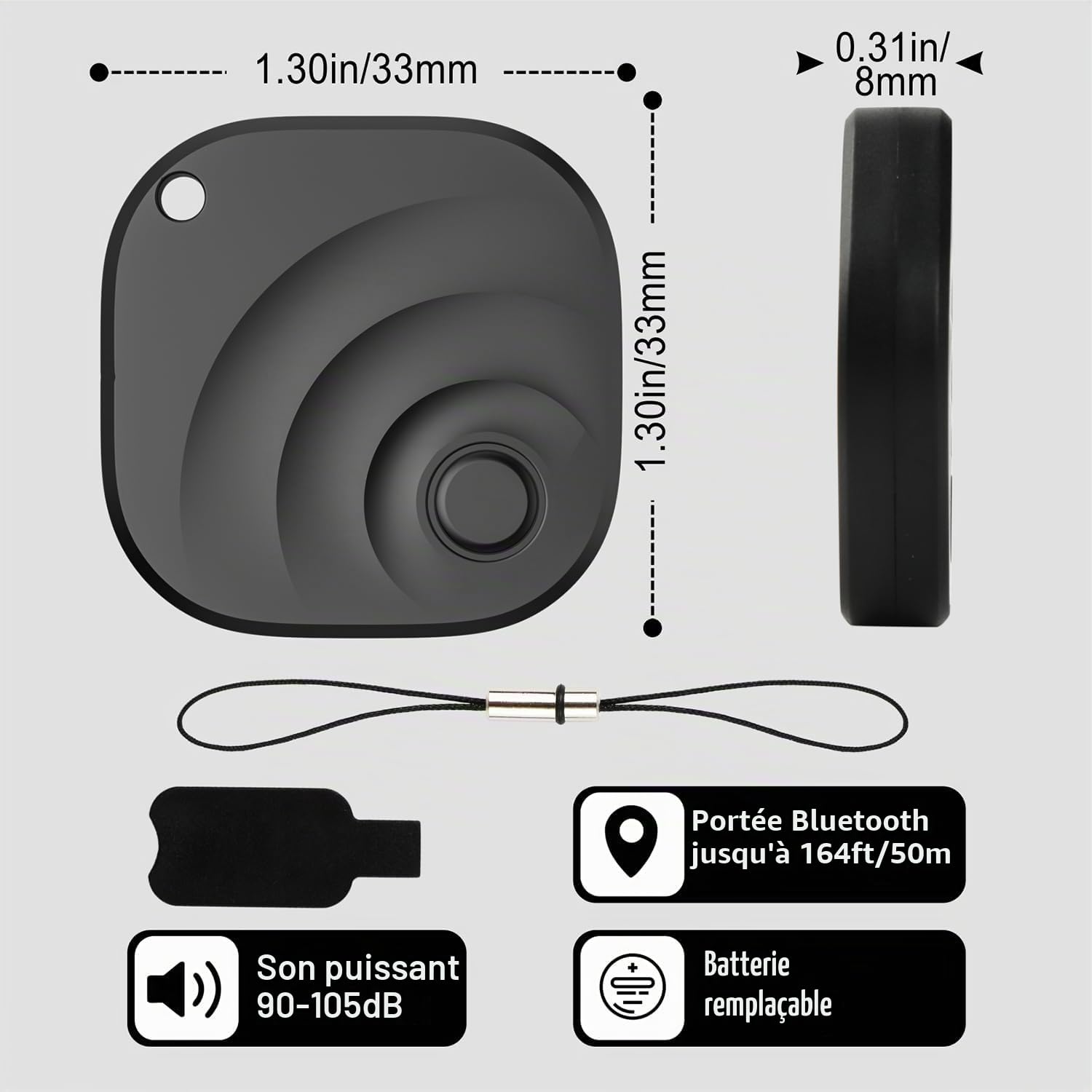 Reyke Android Tracker, Smart Tag Compatible avec Google Find My (Android Seulement), Traceur pour clés, Bagages, Valise, Portefeuille, 4 Pack