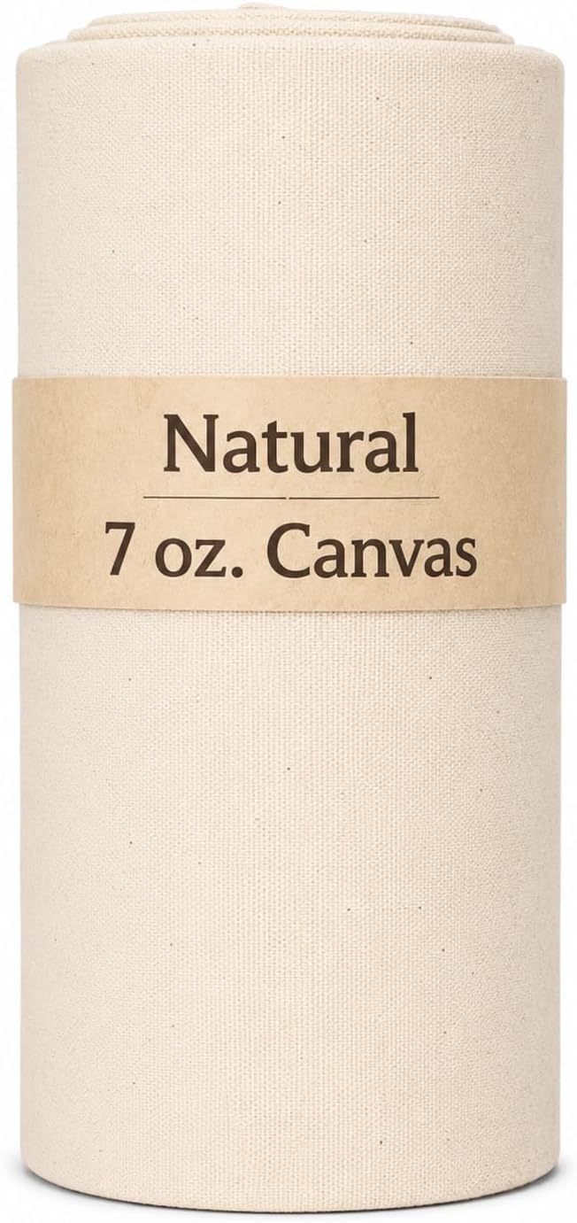 Sedona Designz 60" Wide Cotton Duck Canvas Fabric - 7oz Durable 100% Cotton (Natural, 1 Yard)