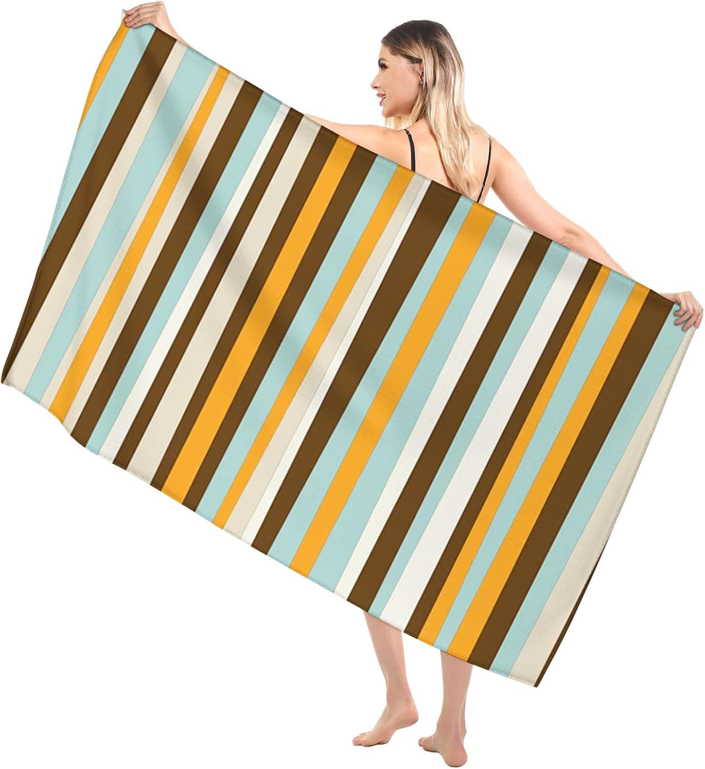 Abstract Brown Beach Towels Microfiber Bath Towels,Retro