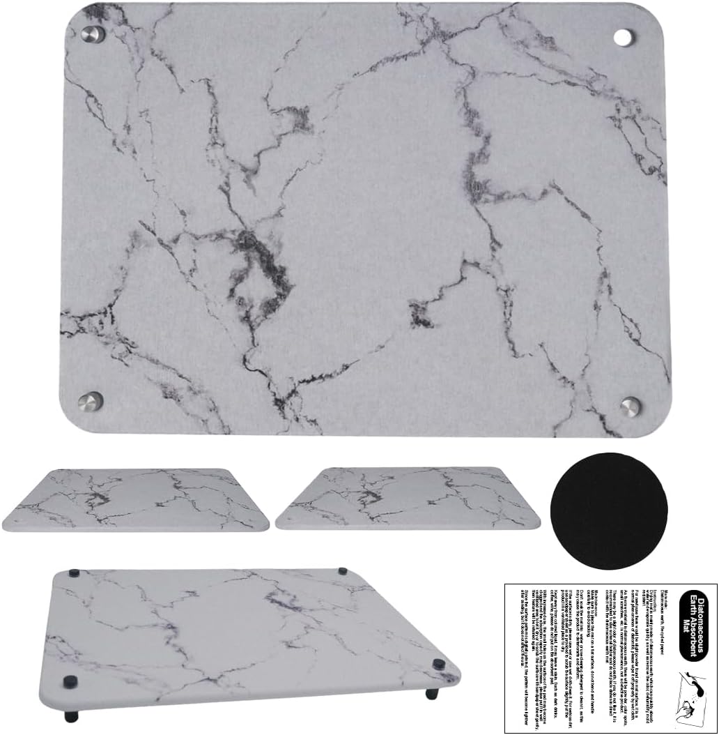 Dish drying mat | Stone drying mat for kitchen counter | 16" x 12" x 0.4" | Aurablend Eco-Friendly Diatomaceous Earth Dish Pad | Quick Drying Stone Mat for Kitchen Counter.