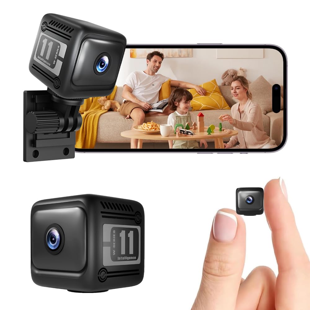 Mini caméra espion cachée 4K HD Bluetooth et WiFi sans fil pour intérieur et extérieur avec vision nocturne, détection de mouvement, enregistrement à distance, grand angle de 130°, contrôle par