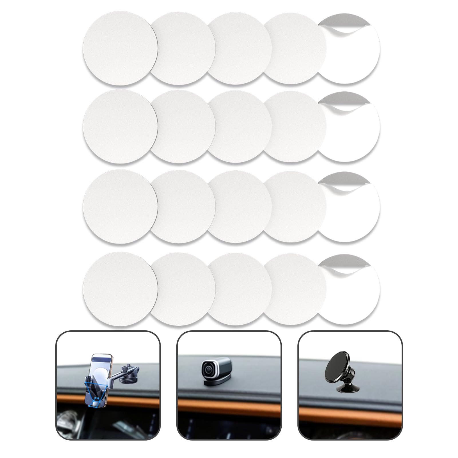 Kelyva Double Sided Adhesive Pads–Round Double-Sided Tape for Car Dashboard Idol Stick Glue, 1inch Clear Removable Dots,Dashboard & Dash Cam Base,Heat