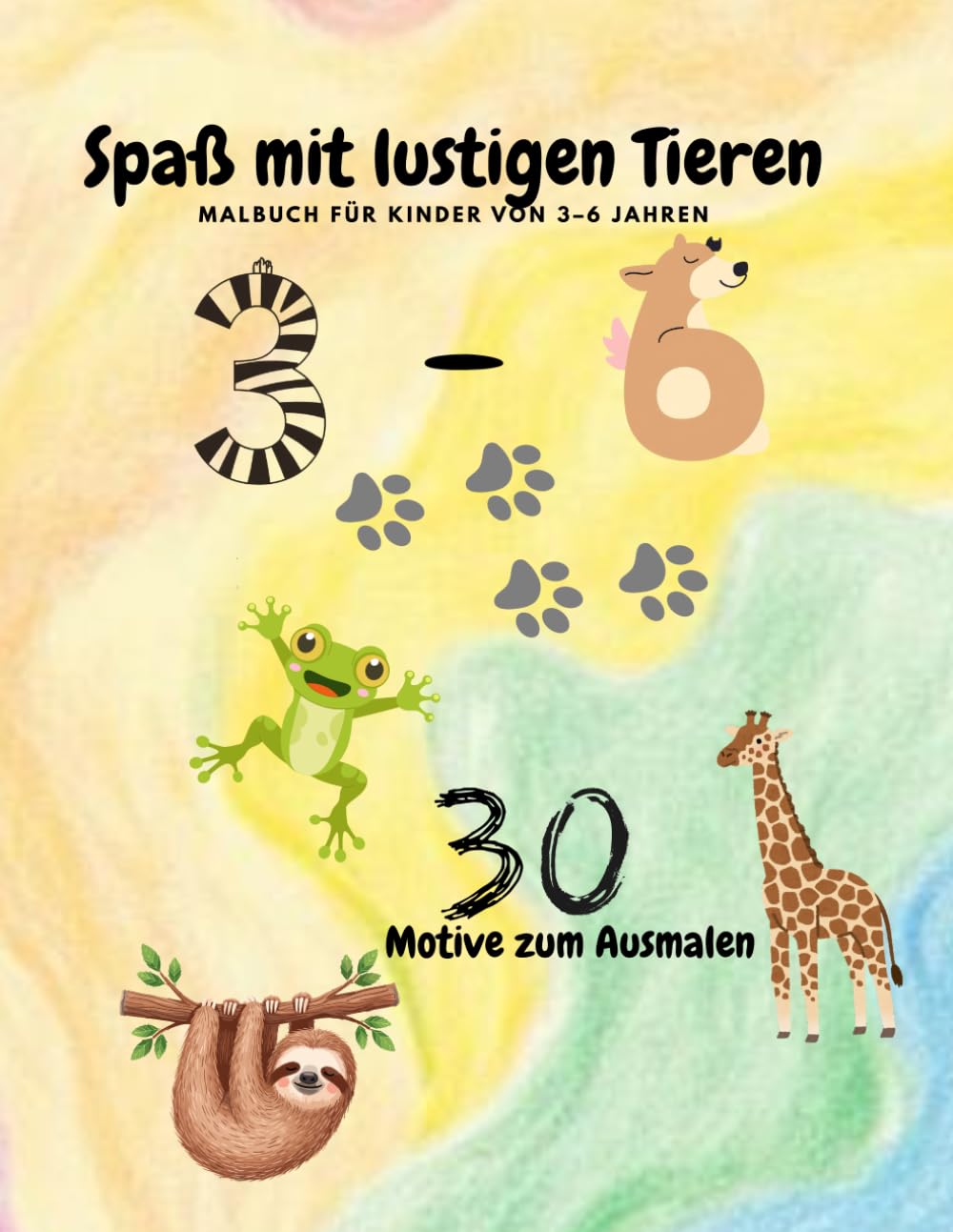 Spaß mit lustigen Tieren: Malbuch für Kinder von 3–6 Jahren