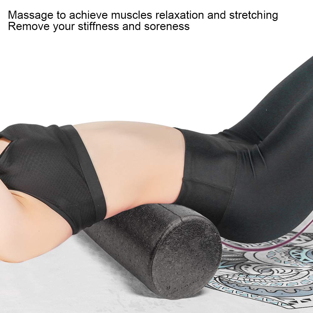 Rouleau De Massage En Mousse – 45 Cm, Diamètre 15 Cm, Noir, Pour Dos, Yoga Et Tissus Profonds