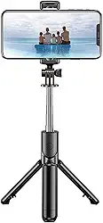 Romacci BT Selfie Stick Dobrável Tripé 360 ° Rotação Suporte multifuncional portátil para celular ajustável para tirar fotos e gravar vídeos de shows ao vivo