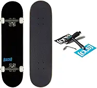 [CCS] Skate em branco completo | Madeira de bordo natural lisa | Grau profissional | Totalmente montado com ferramenta de skate e adesivos | Adultos, crianças, adolescentes, jovens | meninos e meninas