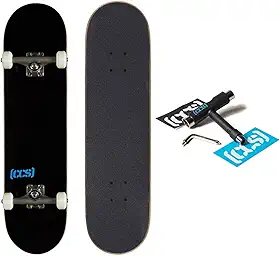 [CCS] Skate em branco completo | Madeira de bordo natural lisa | Grau profissional | Totalmente montado com ferramenta de skate e adesivos | Adultos, crianças, adolescentes, jovens | meninos e meninas