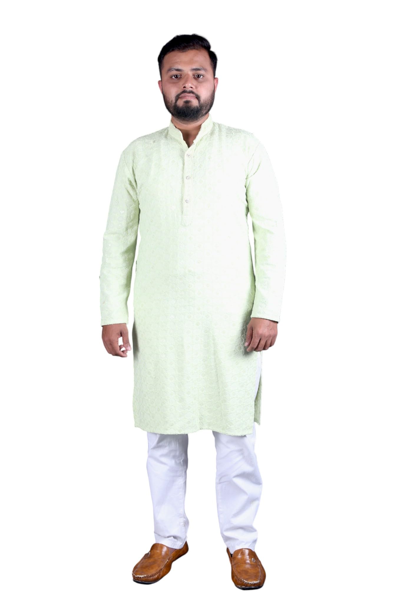 Mens Plain Traditional Light Green Kurta