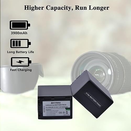 Miniatura 3 de Batmax 2 baterías NP-FV100 de 3900 mAh + cargador dual LCD USB para Sony NP-FV100A; DCR-SR15, SR21, SR68, SX44, SX85, FDR-AX100, HDR-CX110,