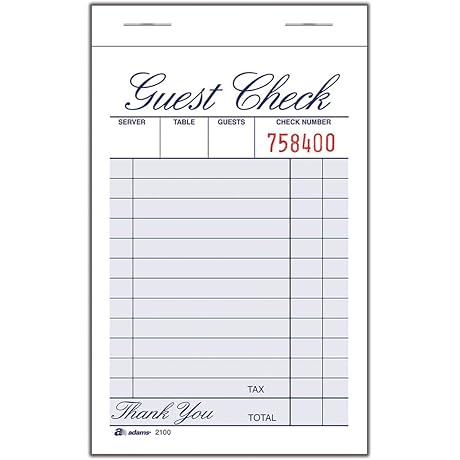 Adams Guest Checks for Restaurants - Essential Ordering and Billing Tool