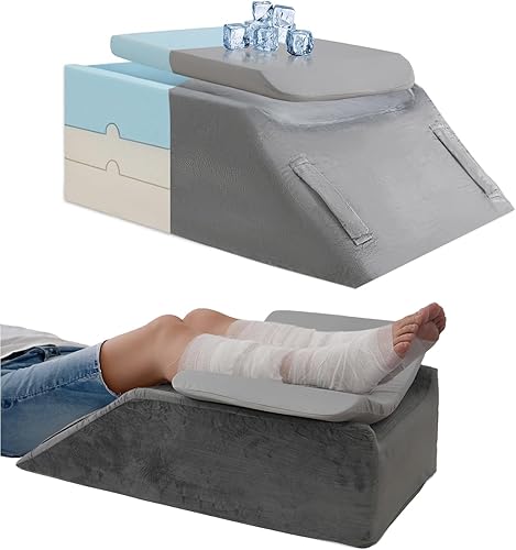 LOFE Almohadas de elevación de piernas para después de la cirugía, almohada ajustable de elevación de piernas de 6 alturas, cuñas de piernas