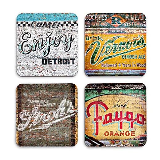 Taste of Detroit Hardboard Drink Coasters (Set of 4)