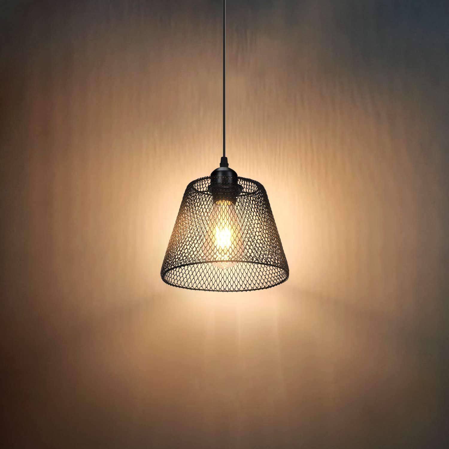 Lightess Pendelleuchte E27 Retro Modern Vintage Industrial Metall Hängelampe Schwarz Deckenleuchte Suspension Hängeleuchte Industrie Lampenschirm für Esszimmer Esstisch Flur Restaurant Wohnzimmer Café